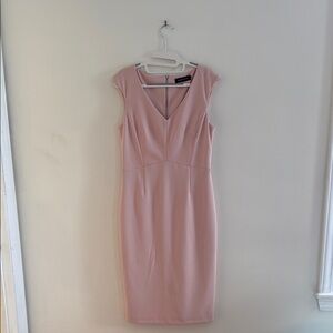 Ivanka Trump Pink Sheath Midi Dress with Flutter Sleeves